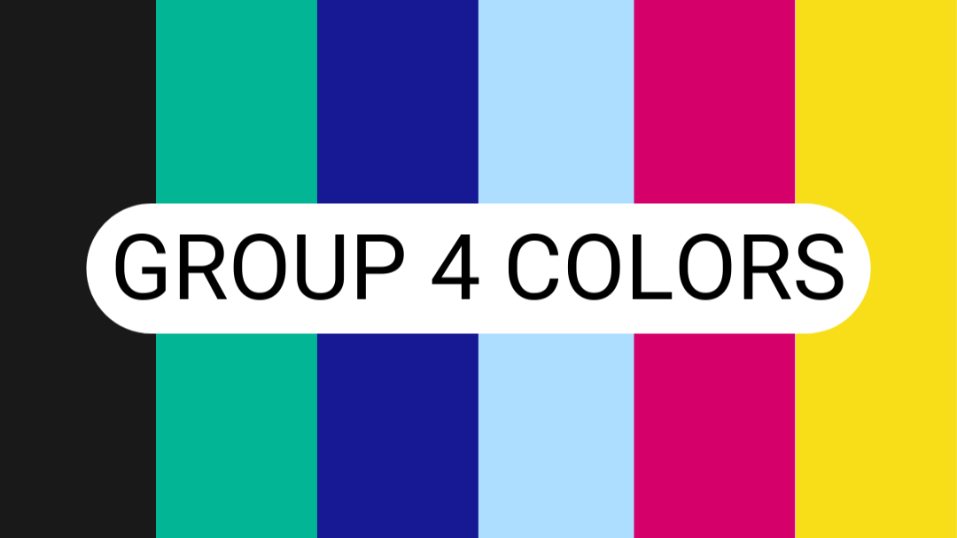 vertical stripes of group four colors - black, turquoise, royal blue, sky blue, magenta, and bright yellow
